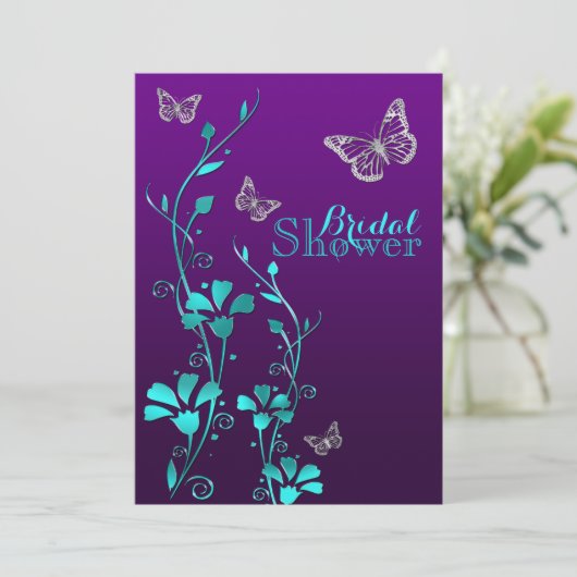 Duscheinladung | Lila Aquamarine, blutige, schmett Einladung (Stehend Vorderseite)