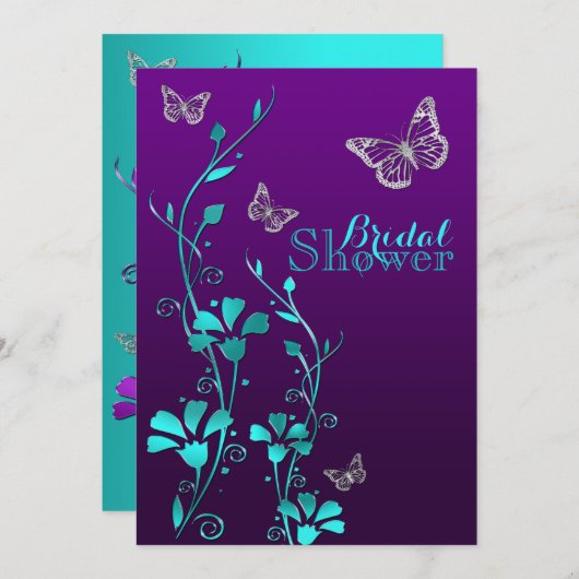 Duscheinladung | Lila Aquamarine, blutige, schmett Einladung (Vorne/Hinten)