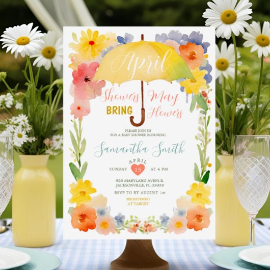 Duschen aus farbenfrohen April Gelb Regenschirm Ba Einladung