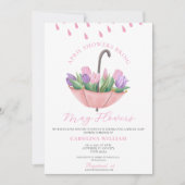 Duschen aus rosa April bringen Mai Blume Babydusch Einladung (Vorderseite)