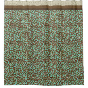 Duschen-Dekor-handgemalter Schnee-Leopard-Türkis Duschvorhang