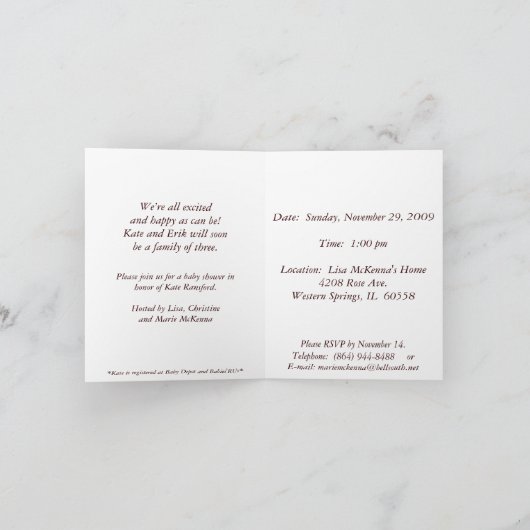 Duschen-Einladung (Farbe) Einladung (Innenseite)