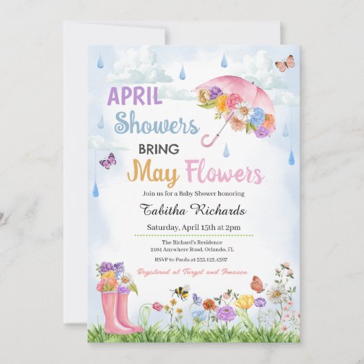 Duschen im April bringen im Mai Blume Frühjahrsdus Einladung (Vorderseite)