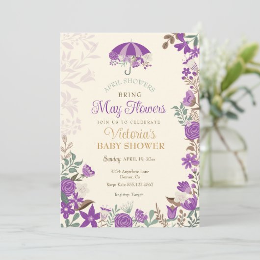 Duschen im April bringen im Mai Blume Frühjahrsdus Einladung (Stehend Vorderseite)