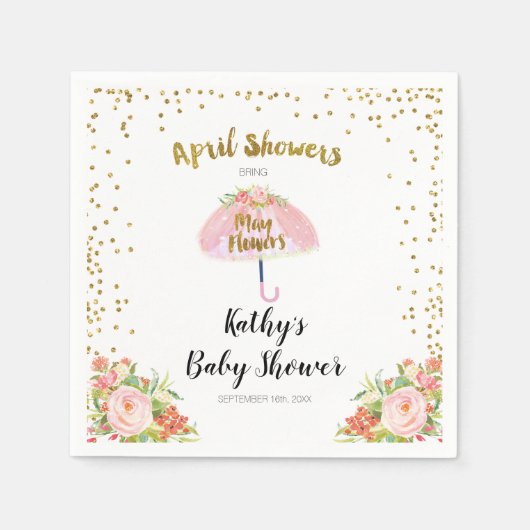 Duschen im April bringen May Blume Babydusche Napk Serviette (Vorderseite)