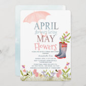 Duschen im April bringen viele Blume Virtual Dusch Einladung (Vorne/Hinten)