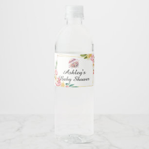 Duschen im April Brunch Blume Babydusche Wasserflaschenetikett