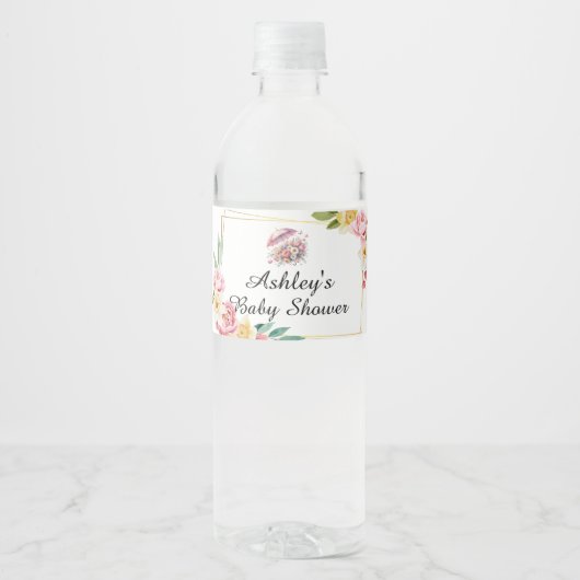Duschen im April Brunch Blume Babydusche Wasserflaschenetikett (Vorderseite)