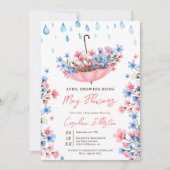 Duschen im niedlichen April bringen Mai Blume Baby Einladung (Vorderseite)