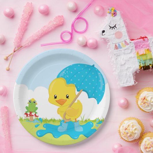 Duschen im niedlichen April Pappteller (Party)