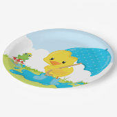 Duschen im niedlichen April Pappteller (Schrägansicht)