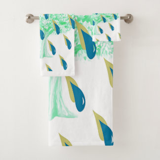 Duschen mit blauen und gelben Regenduschen Badhandtuch Set