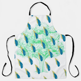 Duschen mit blauen und gelben Regenduschen Schürze