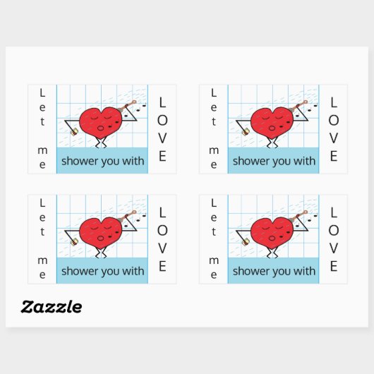 Duschen mit Liebe: Rechteckiger Aufkleber (Blatt)