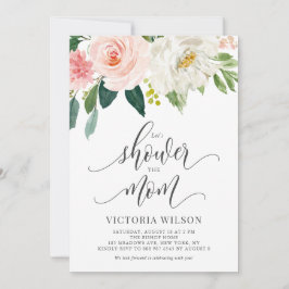 Duschen wir die Mama Blush Pink Floral Baby Dusche Einladung
