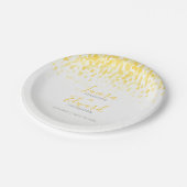 Duschende kaskadengelbe graue Kunsthochzeit Pappteller (Schrägansicht)