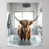 Duschende schottische Hochland Kuh Badezimmer Kuns