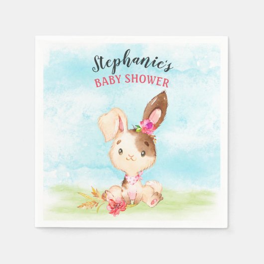 Duschfarm für Wasserfarben Girl Bunny Baby Serviette (Vorderseite)