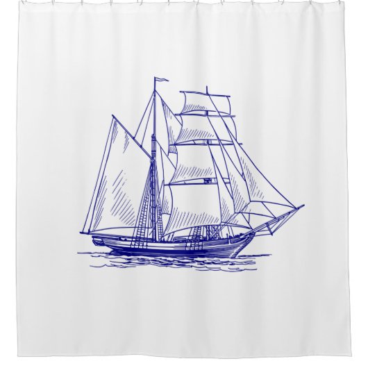 Duschgel mit schicker Wasserblauer Segelschiff Duschvorhang (Vorderseite)