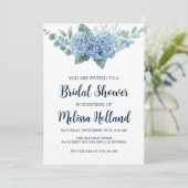 Duschkabine aus blauem Hydrangea Einladung (Stehend Vorderseite)