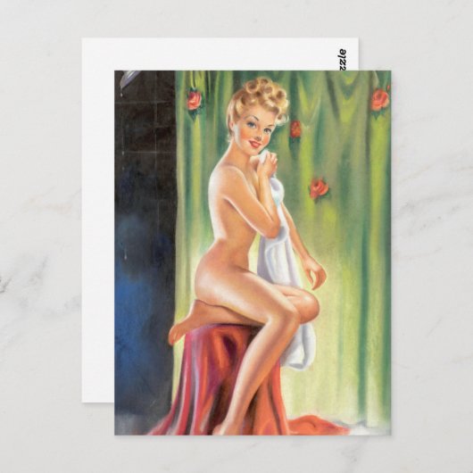 Duschkabine Button auf Postkarte (Vorne/Hinten)