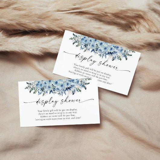 Duschkarte mit Blu-Boho-Flora-Baby-Dusche Begleitkarte