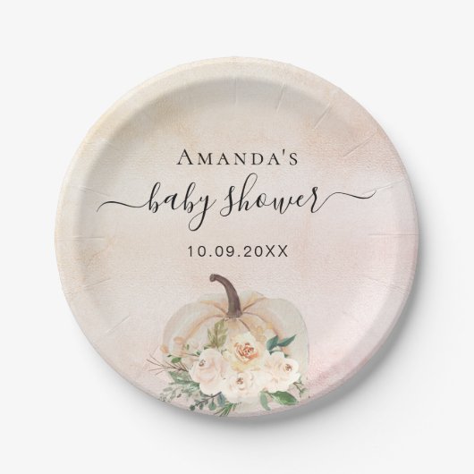 Duschkürbis Rose Goldcreme Pappteller (Vorderseite)