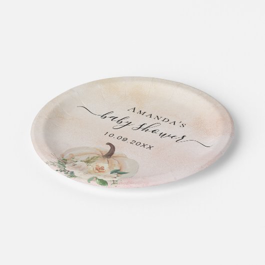 Duschkürbis Rose Goldcreme Pappteller (Schrägansicht)