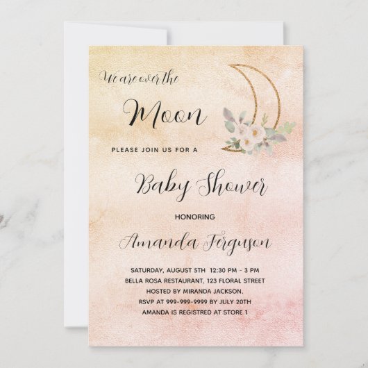 Duschmädchen Rose Goldmädchen Einladung (Vorderseite)