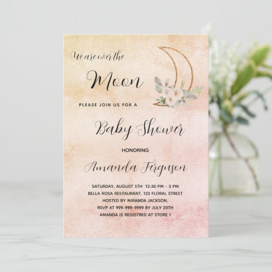 Duschmädchen Rose Goldmädchen Einladung (Stehend Vorderseite)