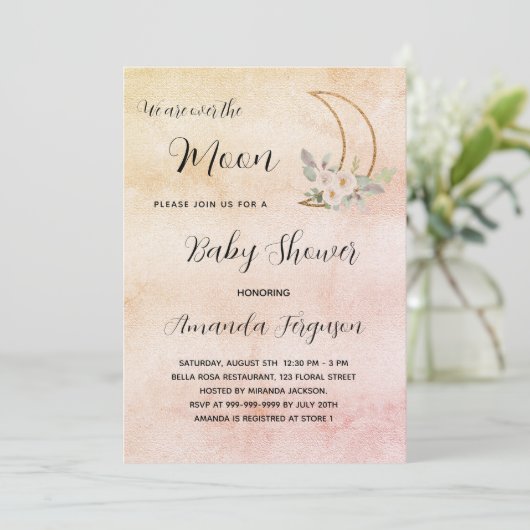 Duschmädchen Rose Goldmädchen Einladung (Stehend Vorderseite)