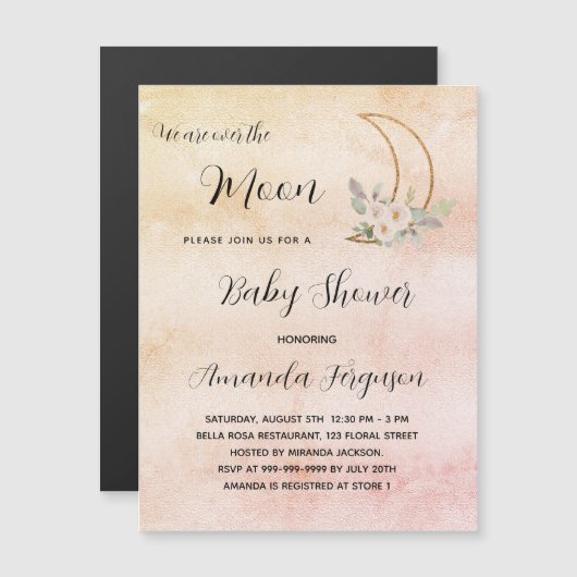 Duschmädchen Rose Goldmädchen Magneteinladung (Vorne/Hinten)