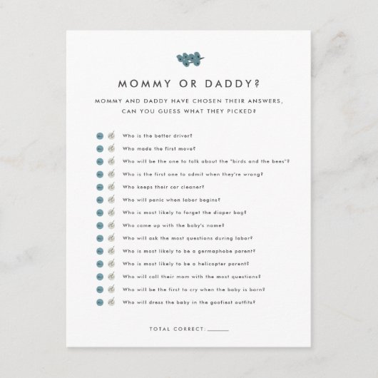 Duschspielgerät für Mama oder Daddy Baby Begleitkarte (Vorderseite)