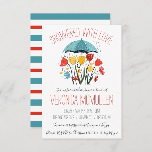 Duschte vor Liebe! Rosa Brautparty Einladung (Vorne/Hinten)