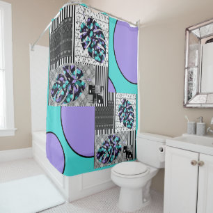 Duschvorhang Abstrakte Patchwork-Steppdecke
