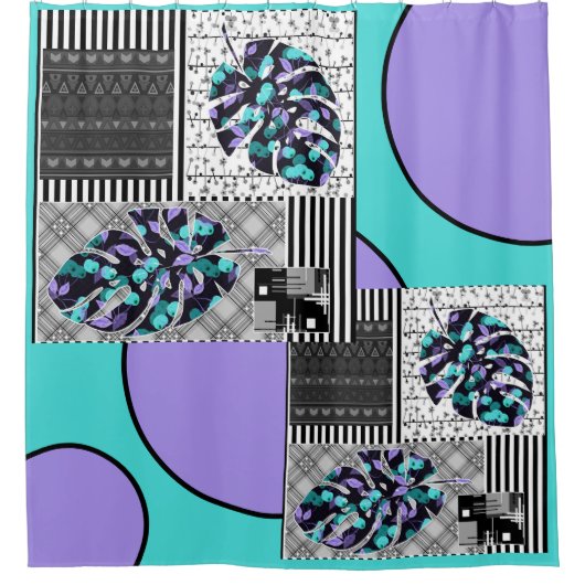 Duschvorhang Abstrakte Patchwork-Steppdecke (Vorderseite)