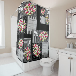 Duschvorhang Abstrakte Patchwork-Steppdecke