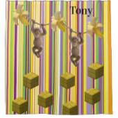 Duschvorhang Affen Seilstreifen (Vorderseite)