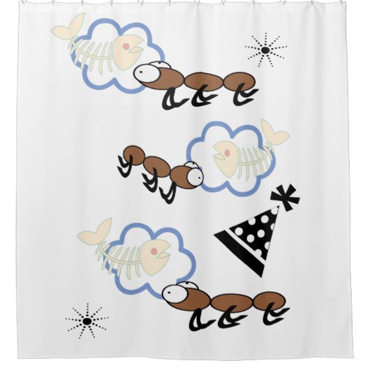 Duschvorhang Ameisen Wolken Fisch (Vorderseite)