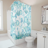 Duschvorhang Aquamarin Blue Seepferd Sanddollar Mu (Beispiel)