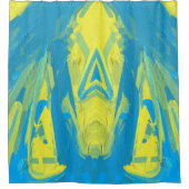 Duschvorhang aus blau-gelben Masken (Vorderseite)