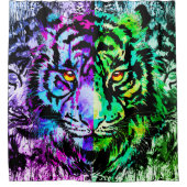 Duschvorhang aus Blauem Tiger - Grüne Tigerfront (Vorderseite)