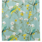 Duschvorhang aus gelben und Aquamarinen Budgerigar (Vorderseite)