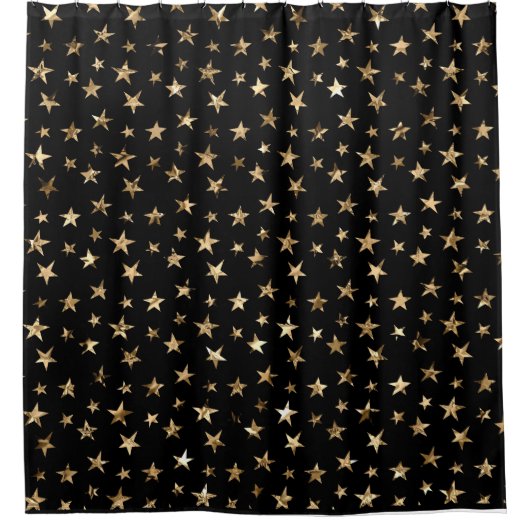 Duschvorhang aus Gold-Metallic-Stars (Vorderseite)