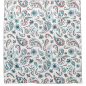 Duschvorhang aus Luxus-Blau und Weiß-Paisley (Vorderseite)