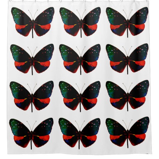 Duschvorhang aus Rot, Grün und Schwarz (Vorderseite)