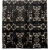 Duschvorhang aus Schwarz und Creme mit Blume (Vorderseite)