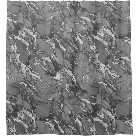 Duschvorhang aus schwarzem, grauem und weißem Marm (Vorderseite)