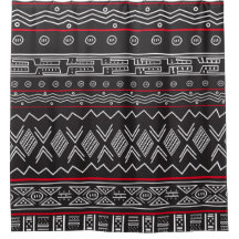 Duschvorhang aus schwarzem und rotem Designer