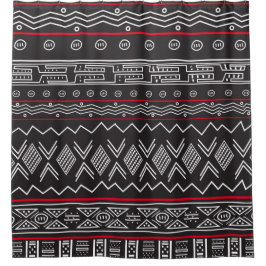 Duschvorhang aus schwarzem und rotem Designer